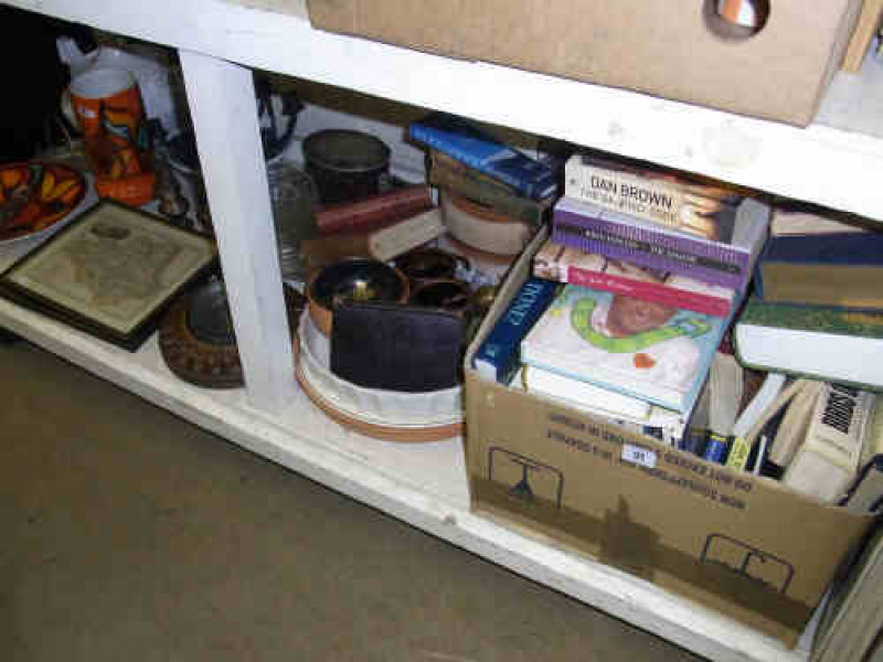 Poole Pottery Vase and Plate, Tureen Light Fitting, Various Books etc