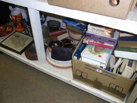 Poole Pottery Vase and Plate, Tureen Light Fitting, Various Books etc