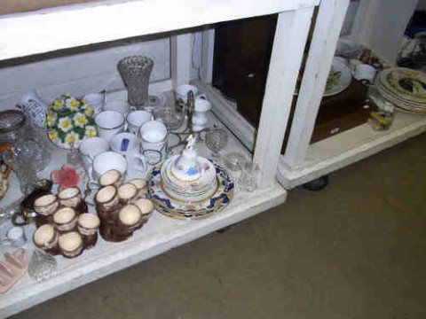 Two Weiss Monk Egg Holders, China Posies, China and Glass, Various Cutlery...