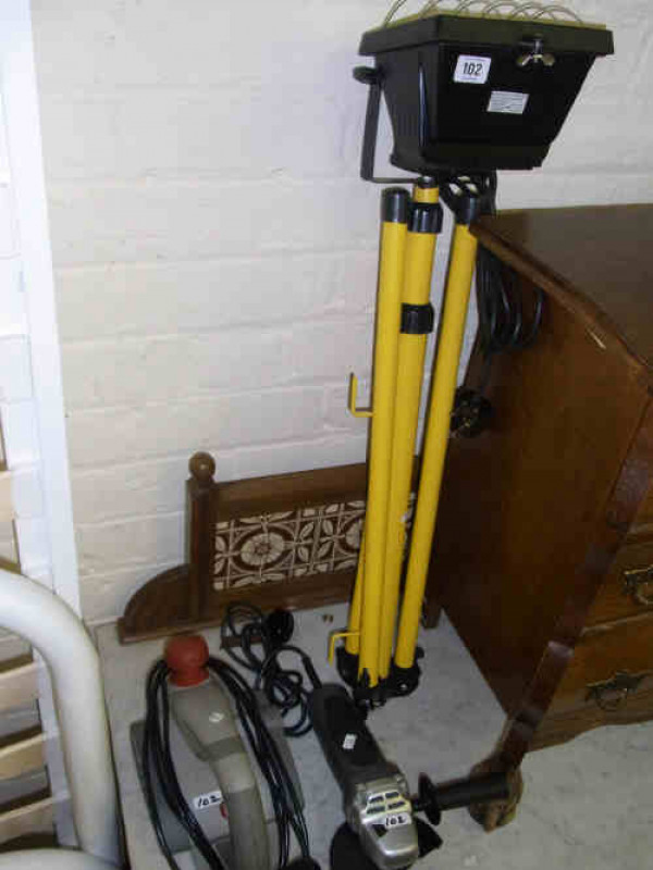 Tower Work Light, Electric Planer and an Angle Grinder