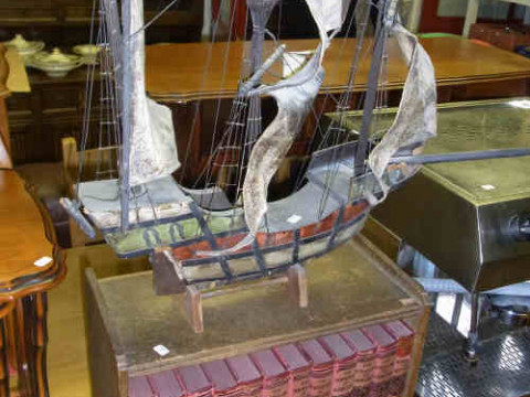 Model Galleon and Twelve Volumes 'The Wonderland of Knowledge'