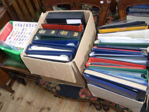 Three Boxes of Stamps and First Day Cover Albums, Loose Stamps and First...