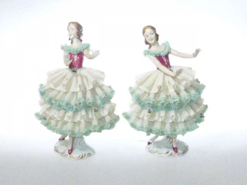 Two Dresden crinoline ladies