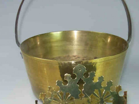 Victorian Brass Jam Pan and Wall Pocket