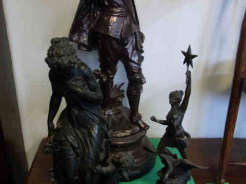 Spelter Figure of Cavalier and Two Others