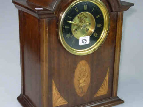 Edwardian Inlaid Mahogany Mantel Clock