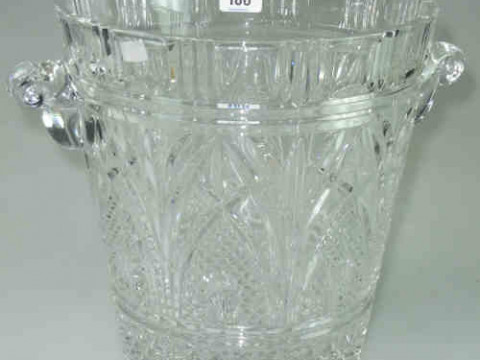 A Large Two Handled Cut Glass Wine Cooler
