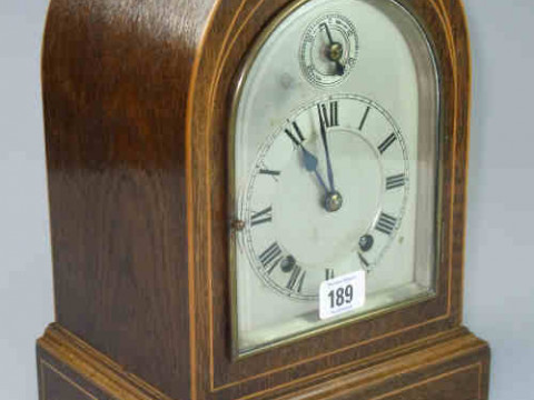 Edwardian Inlaid Mahogany Mantel Clock