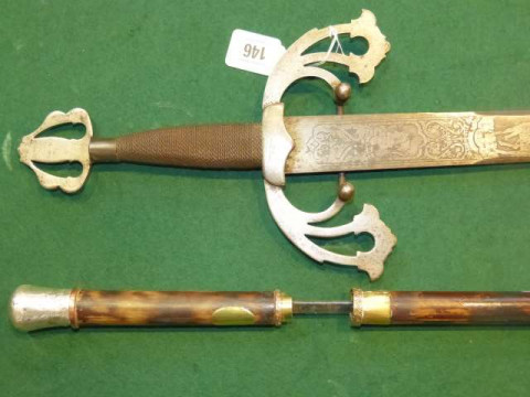 Mounted sword stick and Spanish sword (2)