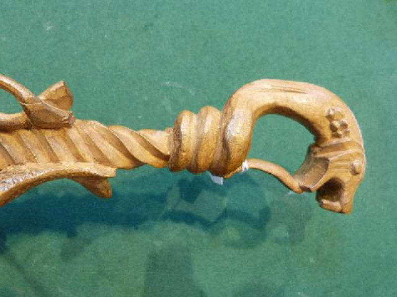 Ornate carved treen walking stick