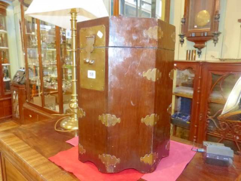 Oriental octagonal box lined with character marked paper