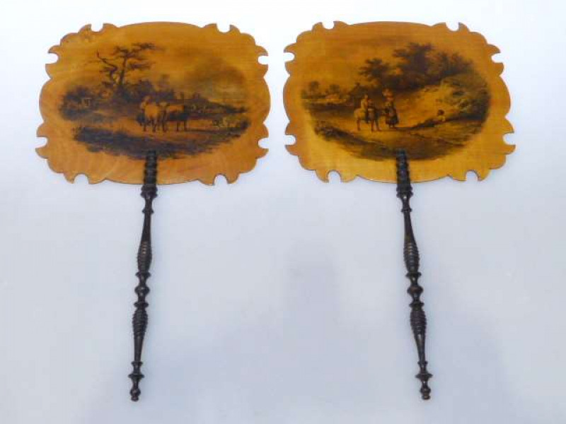 Pair of 19th century face screens