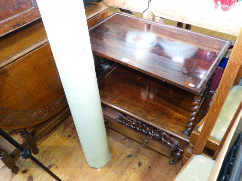 19th Century rosewood twist column whatnot