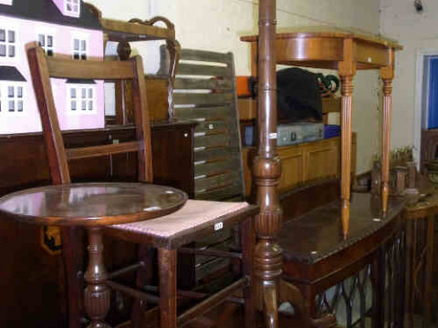 Mahogany Tripod Wine Table, Torchere, Shaped Front Hall Table and Bedroom...