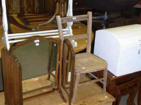 Small Dome Topped Trunk, Pine Trunk, Child's Chair, Walnut Triple Dressing...