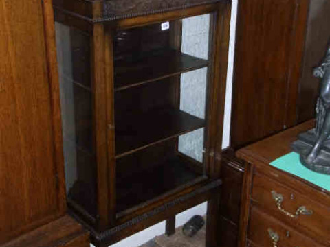 1920's Carved Oak Single Door China Cabinet