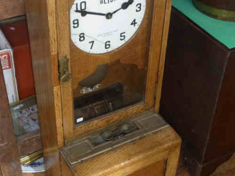 Oak Cased Blick Clocking-in Clock