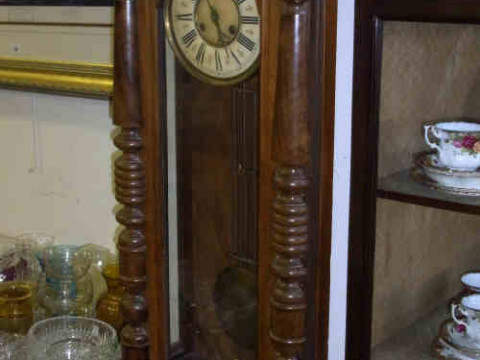 Victorian Walnut Cased Vienna Wall Clock with enamelled dial