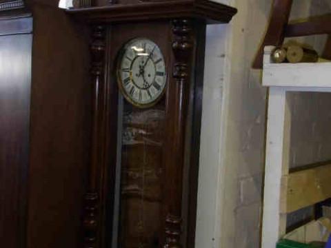 Victorian Walnut Cased Double Weight Vienna Wall Clock with enamelled...