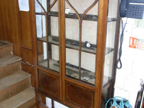 Edwardian Mahogany and Satinwood Inlaid Two-door Display Cabinet on square...