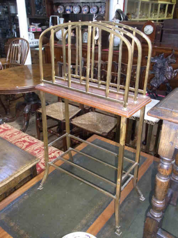 Edwardian Mahogany and Satin Brass Two-division Magazine Stand