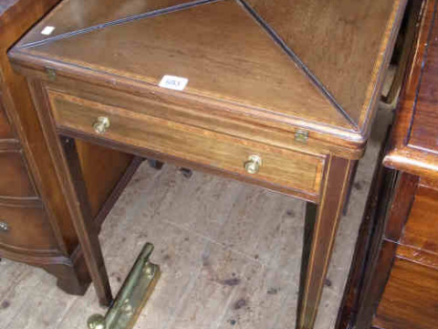 Edwardian Mahogany and Satinwood Inlaid Envelope Card Table raised on...