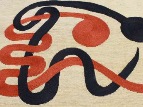 AFTER ALEXANDER CALDER, A MAGUEY FIBRE TAPESTRY, bears initials, date...
