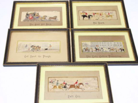 THOMAS STEVENS, A GROUP OF FIVE STEVENGRAPHS, each woven in silk, comprising...