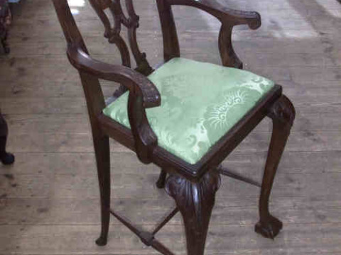 Mahogany Chippendale Style Child's High Elbow Chair