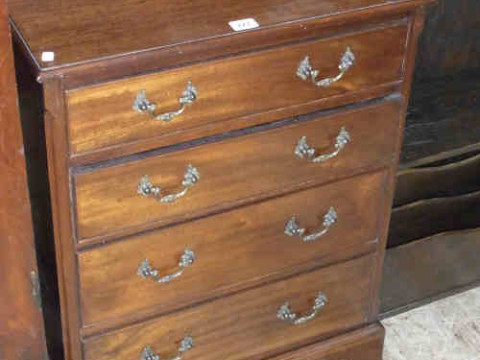 Neat Mahogany Four Drawer Chest on Bracket Feet