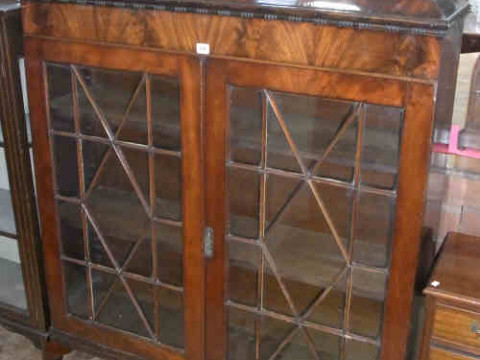 1920's Glazed Mahogany Two Door Bookcase on Cabriole Legs