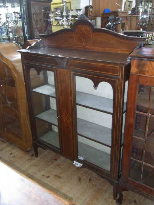 Edwardian Inlaid Mahogany Two Door China Cabinet