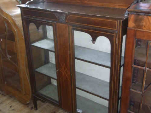 Edwardian Inlaid Mahogany Two Door China Cabinet
