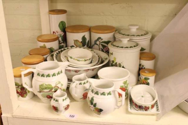 Collection of Portmeirion Pamona storage jars, jugs, bowls, etc