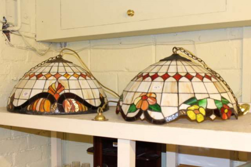 Two Tiffany style centre ceiling light fittings