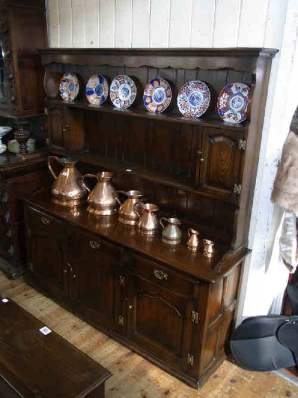 XVIIIth Century Style Three Door Oak Dresser and Rack