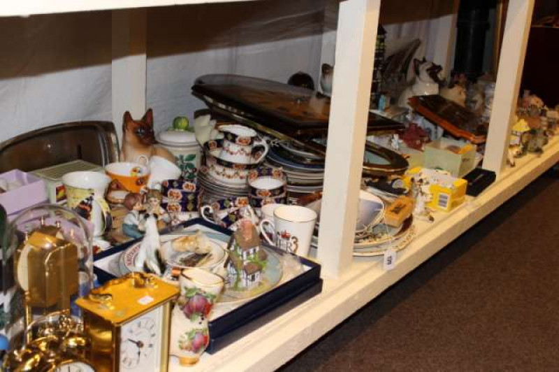 Large collection of china, clocks, Lilliput Lane models, teapots, ornaments, etc
