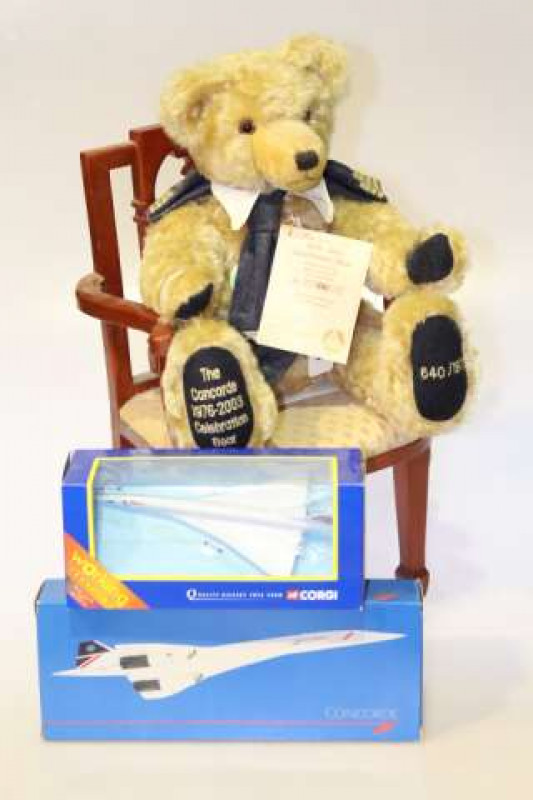 Two model Concorde's and limited edition Concorde celebration teddy bear (3)