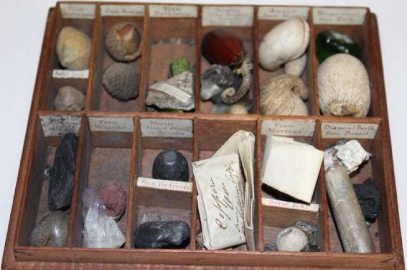 Interesting box of country house curiosities, including notes from 1861 and 1889