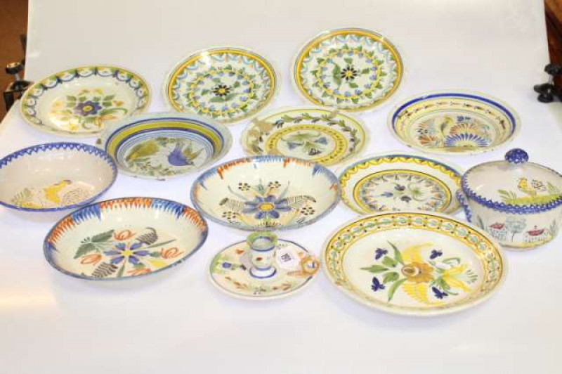 Collection of naive decorated pottery
