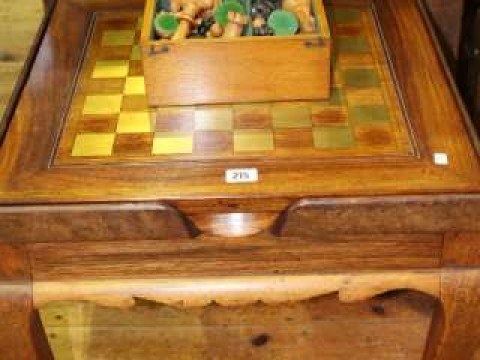 Mahogany chess table and chess set