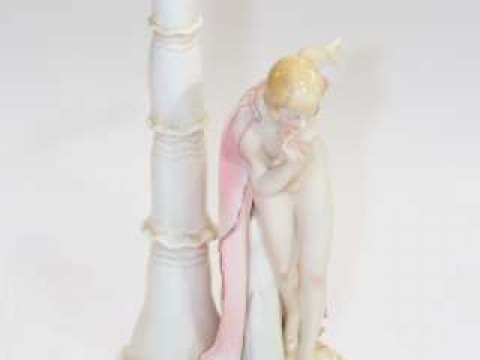 Carl Ens, Volkstedt porcelain naked maiden bedside lamp