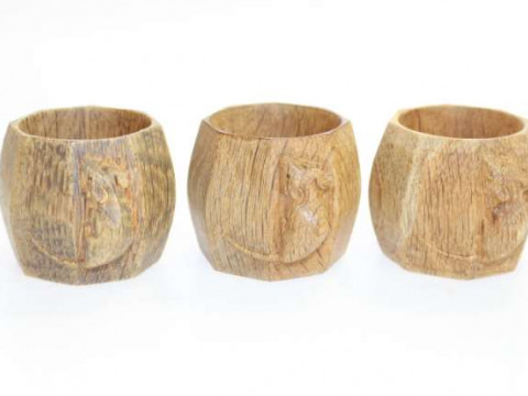Three 'Mouseman' napkin rings