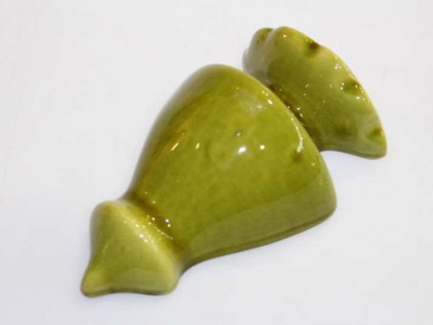 Linthorpe pottery green glazed wall vase, no. 1204