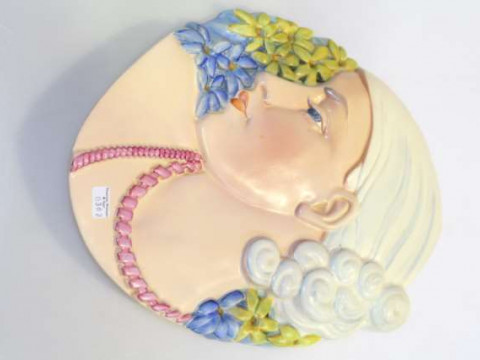Large Beswick Art Deco ladies head wall mask