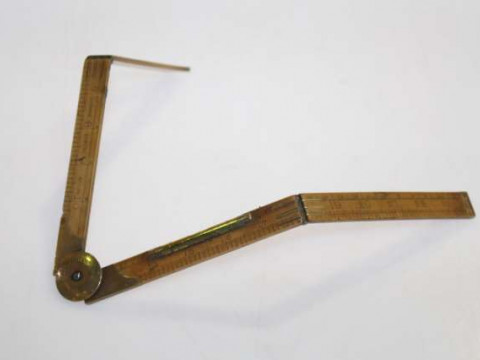 Early 20th Rabone boxwood folding measuring stick with brass mounts