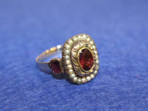 Victorian tourmaline and seed pearl ring