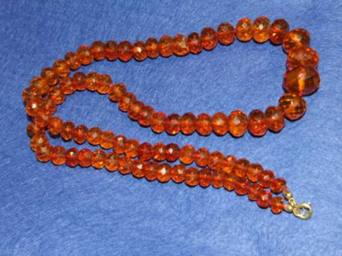 Amber coloured bead necklace