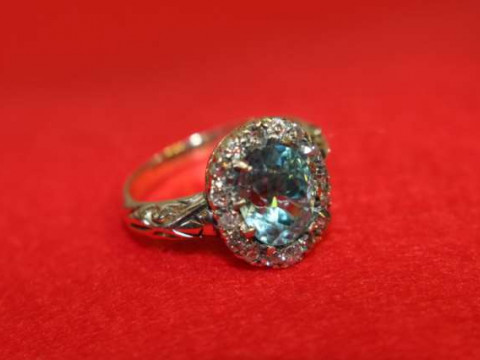 Topaz and diamond cluster ring