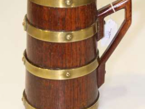 Coopered oak ale jug